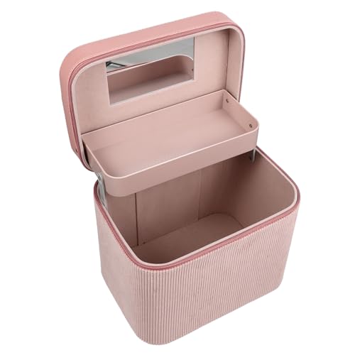 CANIGHT Portable Kosmetiktasche Mit Spiegel Handgefertigter Makeup Organizer Für Große Kapazität Für Und Alltag Rosa von CANIGHT