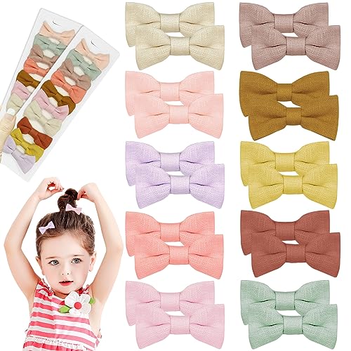 20Pcs Baby Hair Bows Haarspangen, Baby Haarschleifen, handgefertigte, vollständig gefütterte Baby-Haarschleifen, Schleifen Haar Accessoires, Baumwoll Leinen Haarschleifen für Kleinkinder Kinder von CANIPHA