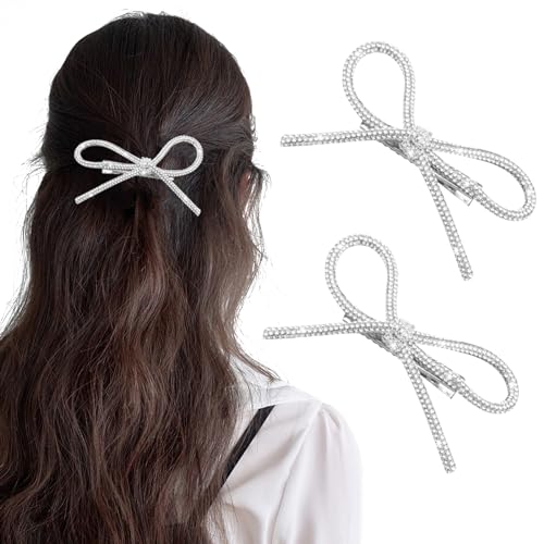 2pcs Crystal Clips Bow haarschleife haarspangen schmetterling, silberne Glitzer-Kristall haarschleife damen, haarschleifen mädchen schleife haare haarspange schleife glitzernde schleifen haarspange 2pcs Crystal Clips Bow haarschleife haarspangen schmetterling, silberne Glitzer-Kristall haarschleife damen, haarschleifen mädchen schleife haare haarspange schleife glitzernde schleifen haarspange von CANIPHA