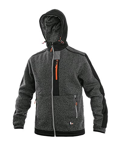 CANIS CXS INDIANAPOLIS Fleece Jacke Herren Fleeceisolierte Arbeitsjacke mit Kapuze, Reißverschluss, reflektierenden Elementen, Outdoor, Trekking Wander, Polar Fleecejacke; grau-schwarz-orange (L) von CANIS