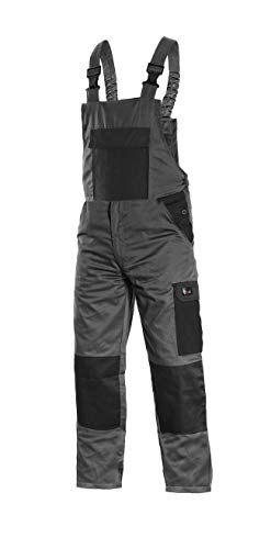 CANIS CXS Phoenix Cronos Arbeitslatzhose Professionelle Latzhose Herren Schutz für Monteur Gärtner Damen Hose für Mechaniker mit Klettverschlusstaschen Cargotaschen; grau mit schwarz (48) von CANIS