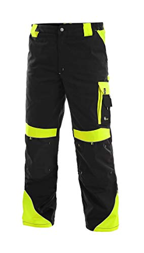 CANIS CXS Sirius Brighton Arbeitshose Herren reflektierend Hose Schutz für Maler Stuckateur Monteur Gärtner Mechaniker Cargohose große Taschen leichte Damen Schutzkleidung; schwarz mit gelb; (48) von CANIS