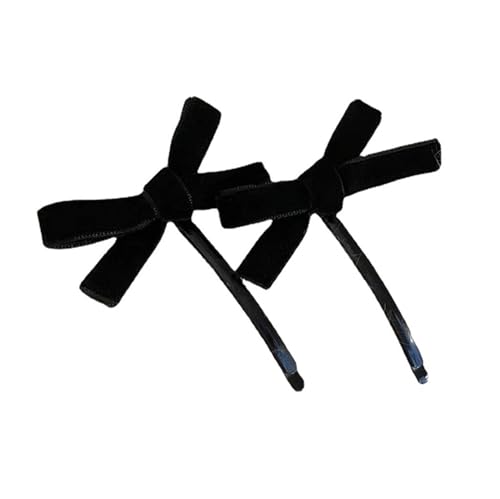 CANNXI Haarspangen mit schwarzen Schleifen, für Damen und Mädchen, niedliche Samt-Haarnadeln, elegante Kopfbedeckung, Haar-Accessoires, 2 Stück von CANNXI