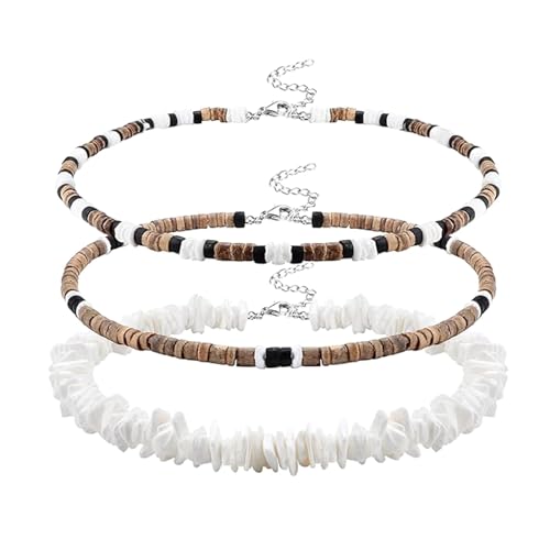 CANRNYACBZ 3 Stück Muschelkette Damen Sommer Kette Damen Weiße Muschel Schmuck Muschelkette Herren Puka Muschel Halskette Boho Kette Damen Handgefertigte Strand Schmuck CANRNYACBZ 3 Stück Muschelkette Damen Sommer Kette Damen Weiße Muschel Schmuck Muschelkette Herren Puka Muschel Halskette Boho Kette Damen Handgefertigte Strand Schmuck von CANRNYACBZ