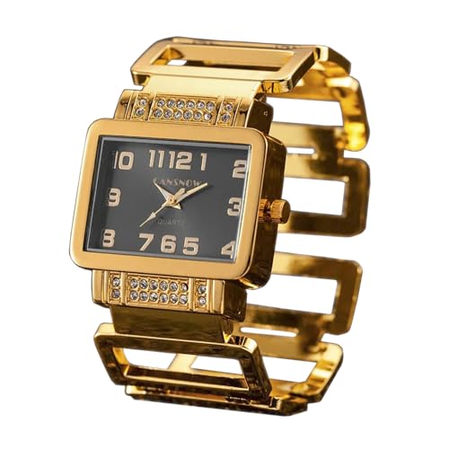 CANSNOW Elegante Damenuhr Gold-Schwarz | Spangenuhr | Damenarmbanduhren | Goldene Uhr von CANSNOW