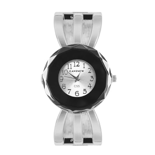 CANSNOW Spangenuhr Damen – Edle Damenuhr mit glitzerndem Design (Silber-Weiß) von CANSNOW