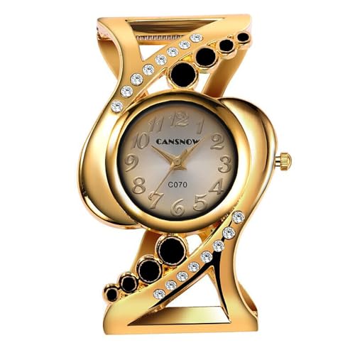 Spangenuhr Damen – Modische Damenuhr Gold | Armbanduhren Damen | Damenuhren | Frauen Uhren | Damenuhr Gold | Uhr Gold Damen | Goldene Uhr Damen | Damen Uhr Gold | Uhr Damen Gold (Gold-Schwarz) von CANSNOW