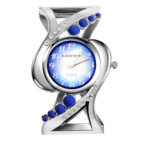 Spangenuhr Damen - Stilvolle Uhr Damen | Damen Uhren | Damenuhren | Armbanduhren für Damen | Damenuhr Silber | Armbanduhr Damen Silber | Silber Uhr | Uhr Damen Silber | Uhr Silber Damen (Silber-Blau) von CANSNOW