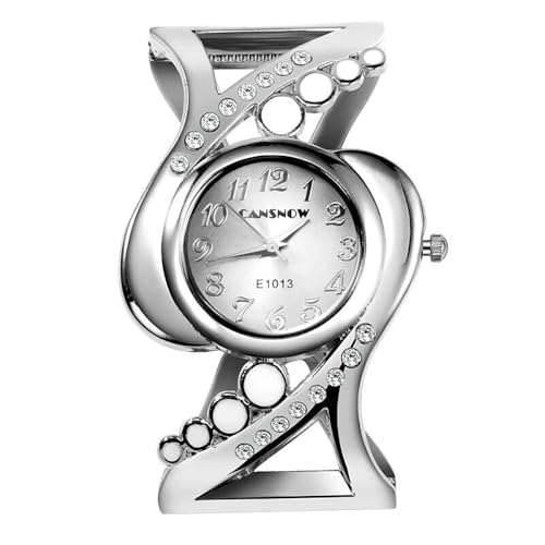 Spangenuhr Damen - Elegante Damen Uhr Silber | Damenuhren | Damenarmbanduhr | Frauen Uhren | Damenuhr Silber | Armbanduhr Damen Silber | Uhr Damen Silber | Uhr Silber Damen | Silber Uhr (Silber-Weiß) von CANSNOW