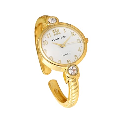 CANSNOW Elegante Damen Spangenuhr Gold - Armbanduhr Mit Weißem Zifferblatt von CANSNOW