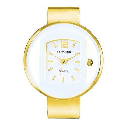 CANSNOW Spangenuhr Damen - Sphärische Damenuhr Gold-Weiß | Elegante Armbanduhr | Goldene Uhr (Gold-Weiß) von CANSNOW