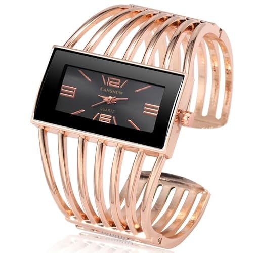 Spangenuhr Damen – Stilvolle Damenuhr Rosegold | Uhr Damen | Damen Uhr | Uhren Damen | Damenuhr Rosegold | Frauen Uhren | Damen Armbanduhr | Uhr Rosegold Damen | Damen Uhren (Roségold-Schwarz) von CANSNOW