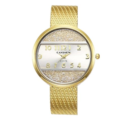 Edle Spangenuhr Damen in Gold & Silber Uhr Damen Uhr Goldene Damenuhr (Gold-Weiß) von CANSNOW