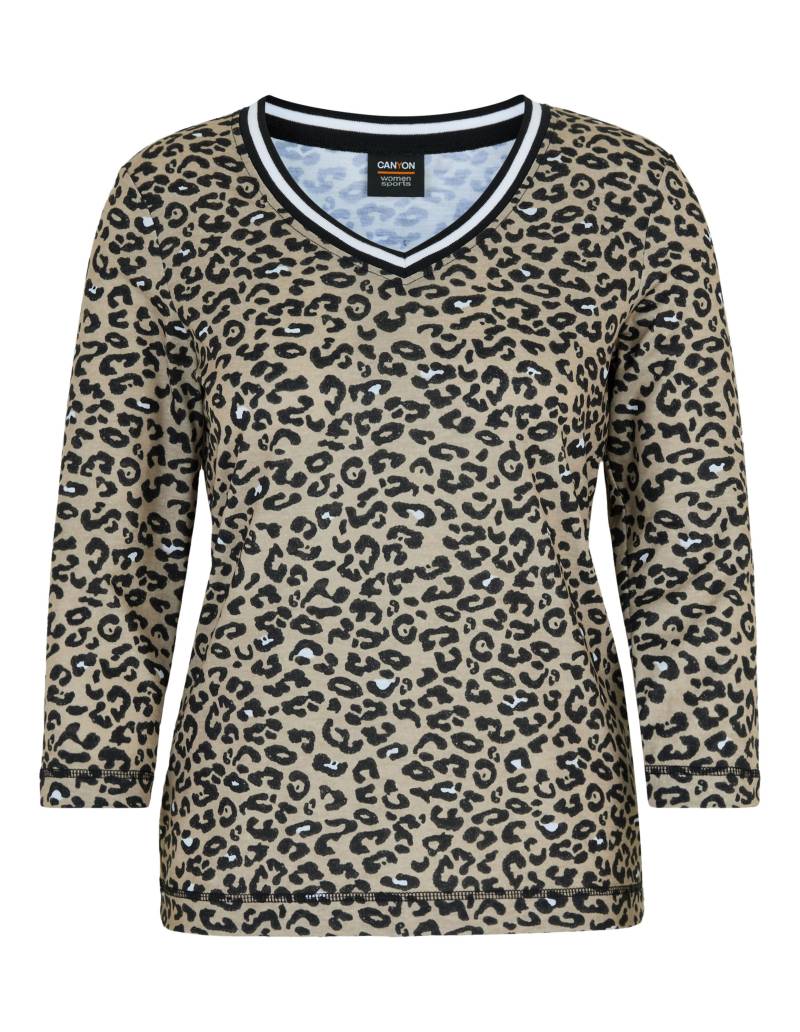 CANYON women sports - Canyon Damen T Shirt 3/4 Arm leoprint nougat-black - Gr. - 36 von CANYON women sports