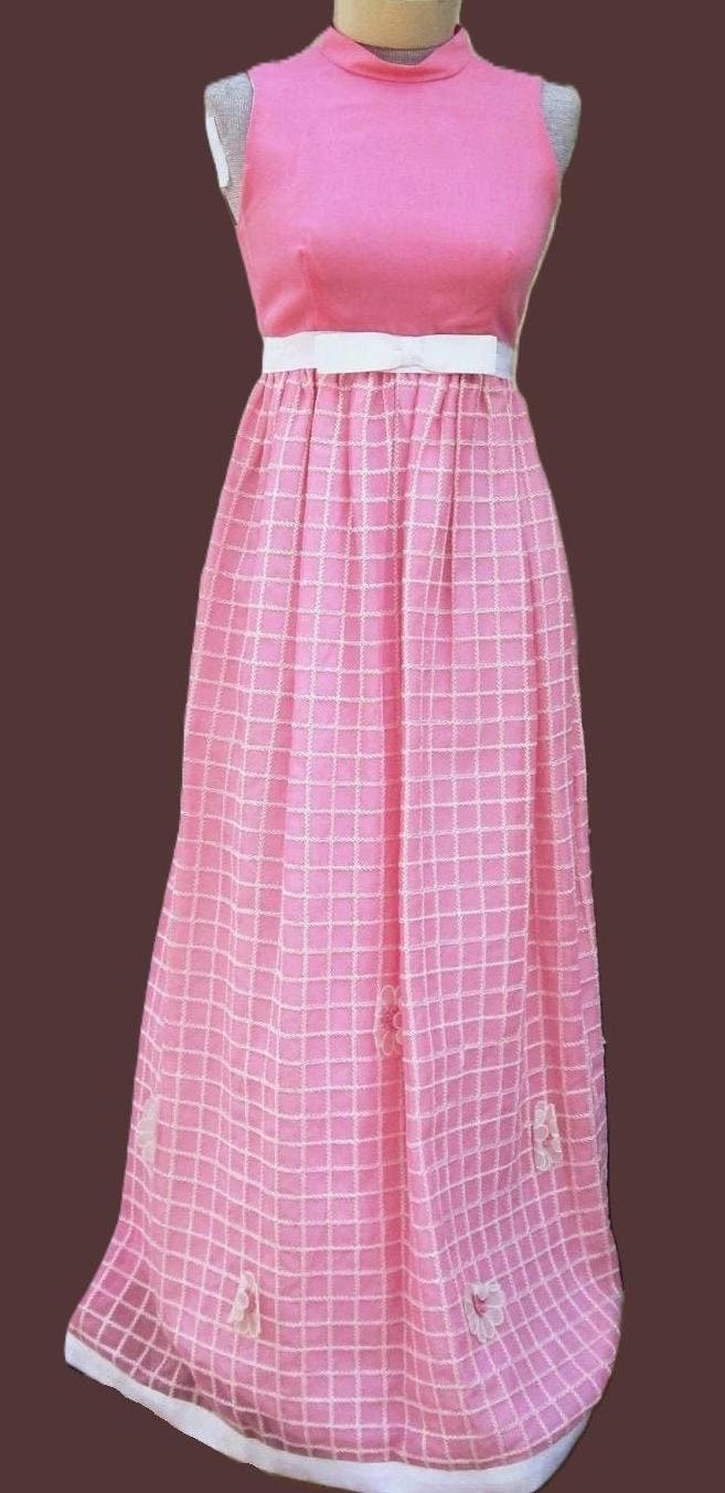 Sale Vintage 1960Er Kleid Abendkleid Designer Henry Harris Hot Pink Empire-Taille Gartenparty Maxikleid Blättern Sie Nach Unten Für Details von CAOLEiheartvintage