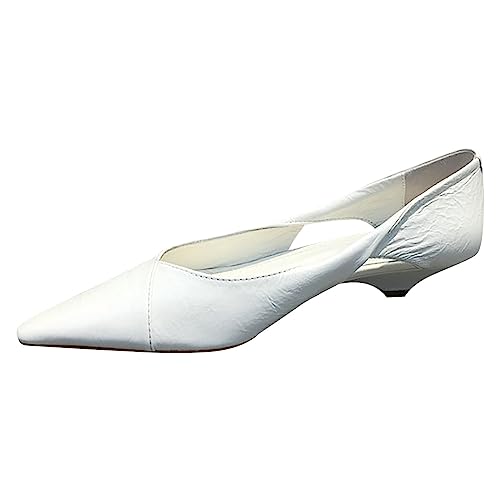 CAOQAO Einfarbige, mehrfarbige Optionen für Damen mit Absatzschuhen Damen Schuhe 44 (White, 37) von CAOQAO