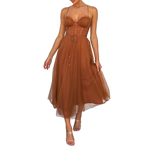 CAOQAO Europäisches und amerikanisches neues Temperament Sexy -Mesh-Party-Abendkleid Kleid Strandkleider Kurz von CAOQAO