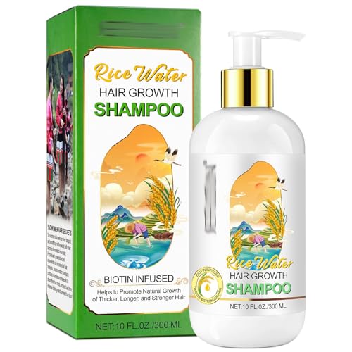CAOQAO Haarwuchs-Shampoo: Reiswasser für Haarwachstum, natürliches Verdickungsshampoo gegen Haarausfall und dünner werdendes Haar, für alle Haartypen, 300 ml Klein Parfum Damen (White, One Size) von CAOQAO