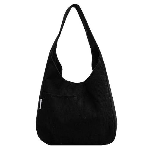 CAOQAO Modische Cord-Tasche, lässige große Kapazität, Umhängetasche für Damen, Reisen, Sport, Segeltuchtasche Kurze Sporthose Mit Taschen (Black, One Size) von CAOQAO