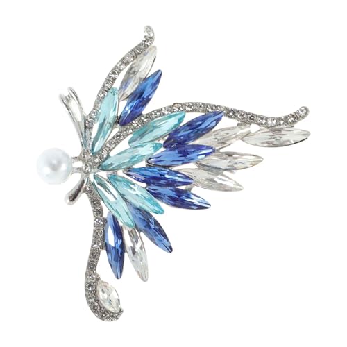 CAPASTEC Brosche Vintage Elegante Einzigartige Brosche Mode Strassbrosche Anstecknadel Schmuck Accessoires Geschenke Strass Knopf Blau Weiß von CAPASTEC