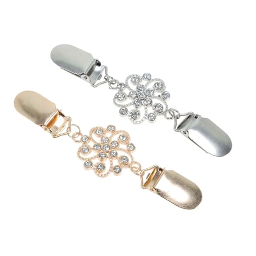CAPASTEC Cardigan Clip, Anmut Und Praktisch, Pullover Clips, Collar Pin, Kleider Clip, Halten Sie Ihr Outfit An Ort Und Stelle, Silberton, Goldton, 2 Stück von CAPASTEC