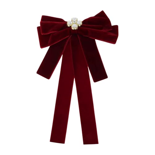 CAPASTEC Damen Schleifenband Schleife Brosche Vorgebunden Krawatte Partys Hochzeit Weihnachten Geschenke Zeremonie Burgunderrot Wassertropfen von CAPASTEC