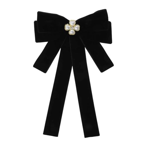 CAPASTEC Damen Schleifenband Schleife Brosche Vorgebunden Krawatte Partys Hochzeit Weihnachten Geschenke Zeremonie Schwarz Vierblättrige Liebe von CAPASTEC