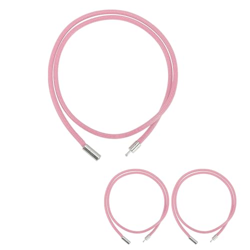 CAPASTEC Lederhalskette Verschlüsselte Wachsschnur - Schnur 3.0 Dick (Verschluss 4.0) Länge 45cm Premium Wachsschnurkette Lederhalskette Für Anhänger Pink 3 Stück von CAPASTEC