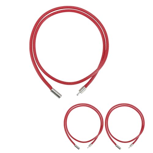 CAPASTEC Lederhalskette Verschlüsseltes Wachsseil - Seil 3.0 Dick (Schnalle 4.0) Länge 50cm Hochwertige Wachsseilkette Lederhalskette Für Anhänger Rot 3 Stück von CAPASTEC