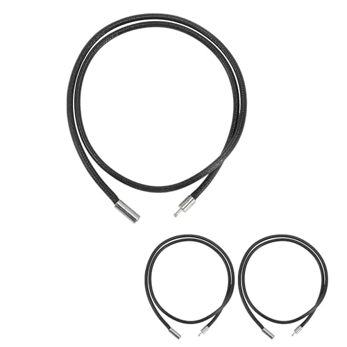 CAPASTEC Lederhalskette Verschnürte Wachsschnur - Schnur 3.0 Dick (Verschluss 4.0) Länge 50cm Hochwertige Wachsschnurkette Lederhalskette Für Anhänger Schwarz 3 Stück von CAPASTEC