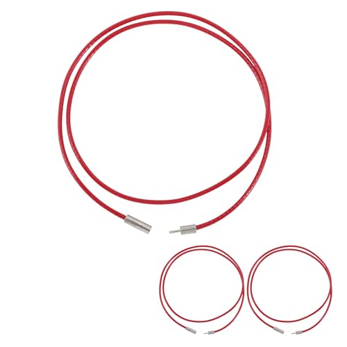 CAPASTEC Lederhalskette Verschnürter Wachsstrick - Strick 1.5 Dick (Verschluss 3.0) Länge 40cm Premium Wachsstrickkette Lederhalskette Für Anhänger Rot 3 Stk von CAPASTEC