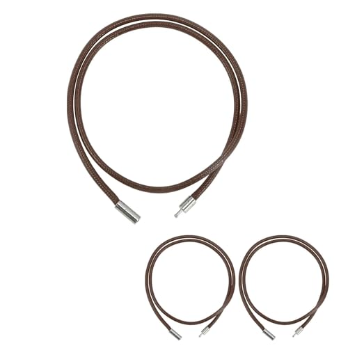 CAPASTEC Lederhalskette Verschnürter Wachsstrick - Strick 3.0 Dick (Verschluss 4.0) Länge 50cm Hochwertige Wachsstrickkette Lederhalskette Für Anhänger Braun 3 Stück von CAPASTEC