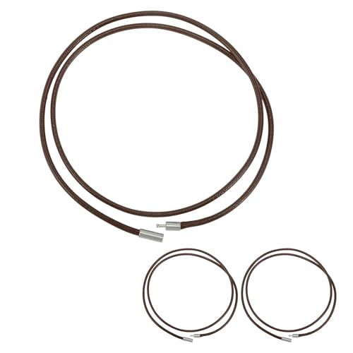 CAPASTEC Lederhalskette Verschnürter Wachsstrick - Strick 3.0 Dick (Verschluss 4.0) Länge 60cm Hochwertige Wachsstrickkette Lederhalskette Für Anhänger Braun 3 Stück von CAPASTEC