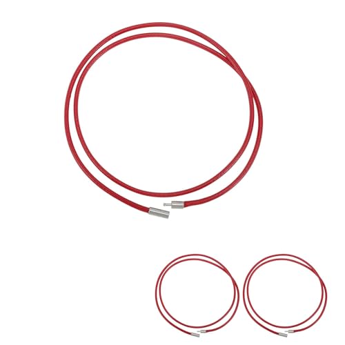 CAPASTEC Lederhalskette Verschnürter Wachsstrick - Strick 3.0 Dick (Verschluss 4.0) Länge 70cm Hochwertige Wachsstrickkette Lederhalskette Für Anhänger Rot 3 Stück von CAPASTEC