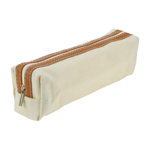 CAPASTEC Stifte Etui, Stifthalter, Leinwand Stiftebeutel, Tragbare Schreibwarentasche, Reißverschlusstasche, Schreibwaren für Büroarbeit, Beige von CAPASTEC