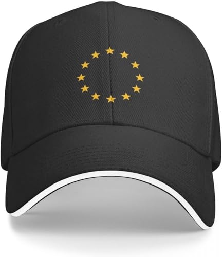 Baseballkappe Hip Hop Sonnenhut Europa Europäische Union EU Flagge Sterne Logo Baseball Cap Trucker Hat Big Size Hat Herrenhut Damen von CAPHATMC