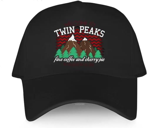 CAPHATMC Baseballkappe Hiphop Sonnenhut Sommer männliche Kappe Persönlichkeit Willkommen bei Twin Peaks Baseballkappen Retro Mountain 90er TV Geschenk Outdoor Papa Hut von CAPHATMC