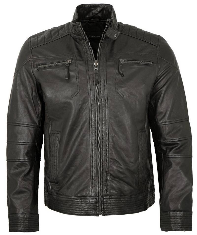 CAPITANO Lederjacke David Capitano - Herren Lederjacke Bikerjacke Lammnappa schwarz von CAPITANO