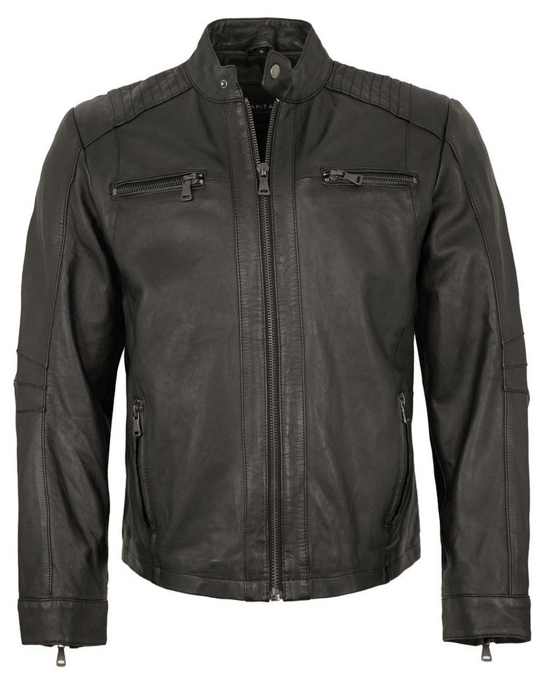 CAPITANO Lederjacke Jonas Capitano - Herren Lederjacke Bikerjacke Lammnappa schwarz von CAPITANO
