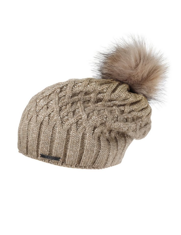 CAPO Strickmütze CAPO-CERRI CAP fake fur pompon (1-St) von CAPO