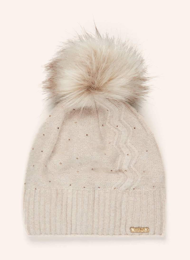 Capo Mütze Mit Cashmere Und Schmucksteinen beige von CAPO