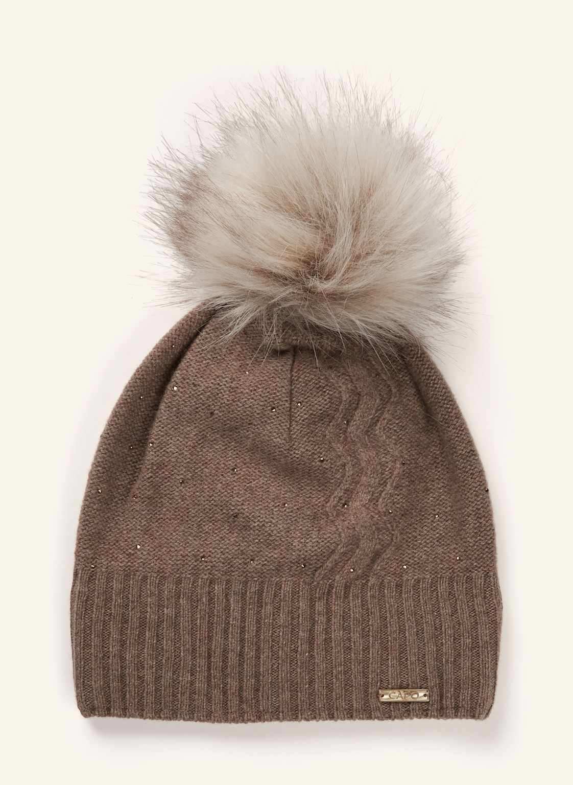 Capo Mütze Mit Cashmere Und Schmucksteinen braun von CAPO