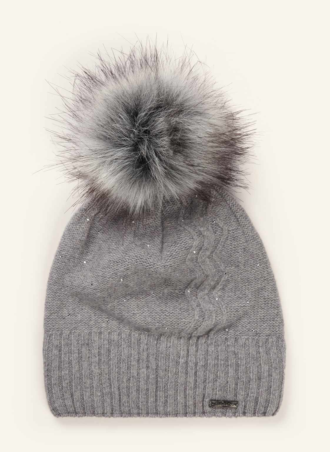 Capo Mütze Mit Cashmere Und Schmucksteinen grau von CAPO