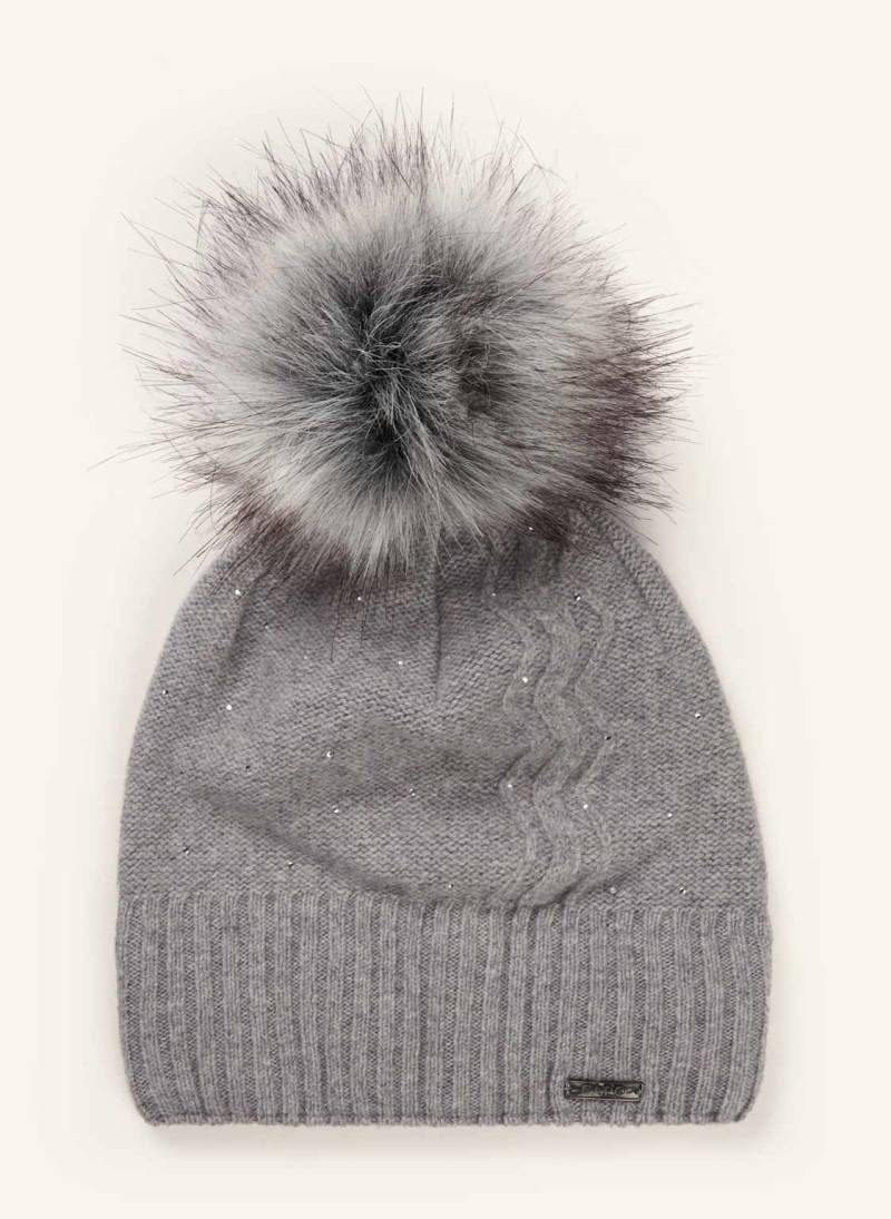 Capo Mütze Mit Cashmere Und Schmucksteinen grau von CAPO