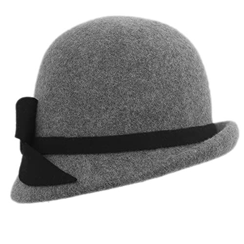 CAPPELLERIA MELEGARI Damenhut Cloche Tindara | Wollfilz wasserdicht | Herbst/Winter, grau, One size von Melegari