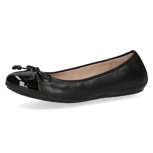 CAPRICE Damen Ballerinas aus Leder mit Lack, Schwarz (Black Comb), 39 EU von CAPRICE