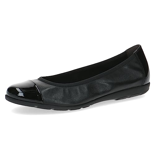 CAPRICE Damen Ballerinas aus Leder Bequem, Schwarz (Black Comb), 39 EU von CAPRICE