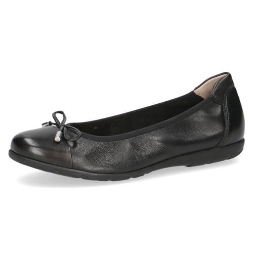 CAPRICE Damen Ballerinas aus Leder mit Schleife, Schwarz (Black Softnap.), 37 EU von CAPRICE