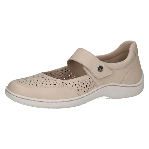 CAPRICE Comfort Damen Ballerinas aus Leder mit Riemchen, Beige (Eggshell Nappa), 41 EU von CAPRICE