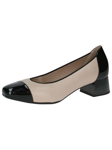 CAPRICE Comfort Damen Pumps Kleiner Absatz Mehrweite H, Mehrfarbig (Beige/Black), 41 EU von CAPRICE